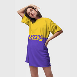 Футболка женская длинная KobeBryant Los Angeles Lakers,, цвет: 3D-принт — фото 2