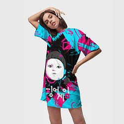 Футболка женская длинная SQUID GAME ИГРА В КАЛЬМАРА DOLL,, цвет: 3D-принт — фото 2