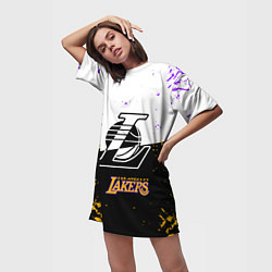 Футболка женская длинная Коби Брайант Los Angeles Lakers,, цвет: 3D-принт — фото 2
