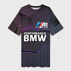 Футболка женская длинная BMW Perfomance, цвет: 3D-принт