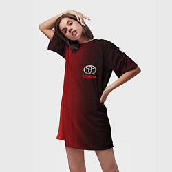 Футболка женская длинная Toyota В полоску, цвет: 3D-принт — фото 2