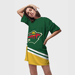 Футболка женская длинная Minnesota Wild NHL, цвет: 3D-принт — фото 2