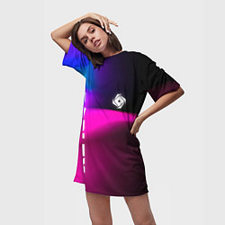 Футболка женская длинная Роблокс лого х эмблема, цвет: 3D-принт — фото 2