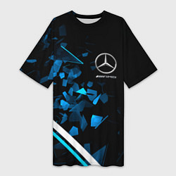 Футболка женская длинная Mercedes AMG Осколки стекла, цвет: 3D-принт