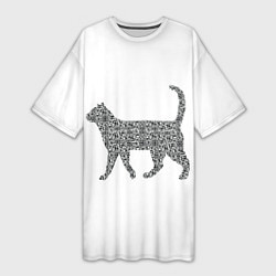 Женская длинная футболка QR - кот