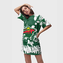Футболка женская длинная Minnesota Wild, Миннесота Уайлд, цвет: 3D-принт — фото 2