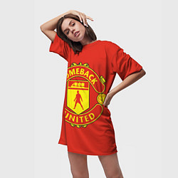 Футболка женская длинная Камбек Юнайтед это Манчестер юнайтед, цвет: 3D-принт — фото 2
