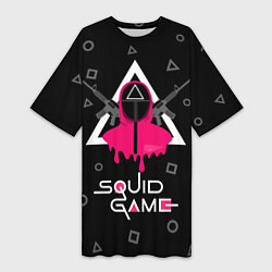 Футболка женская длинная Squid game: guard with M-16, цвет: 3D-принт