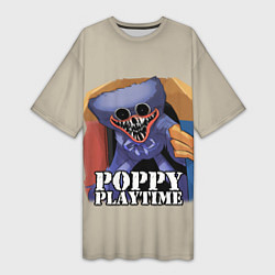 Футболка женская длинная Poppy Playtime, цвет: 3D-принт