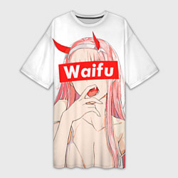 Футболка женская длинная Waifu -02 Darling in the Franxx, цвет: 3D-принт