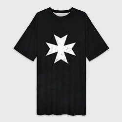 Футболка женская длинная Черные Храмовники раскраска доспеха, цвет: 3D-принт