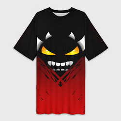 Футболка женская длинная Geometry Dash: Demon Smile, цвет: 3D-принт