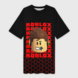 Футболка женская длинная ROBLOX LEGO FACE УЗОР СОТЫ, цвет: 3D-принт