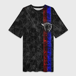 Футболка женская длинная ЦСКА Москва black theme, цвет: 3D-принт