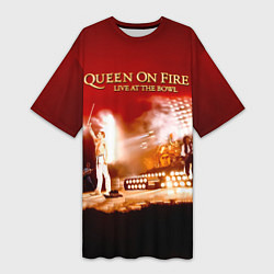 Футболка женская длинная Queen on Fire - Live at the Bowl, цвет: 3D-принт