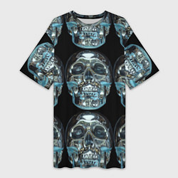 Женская длинная футболка Skulls pattern 2028