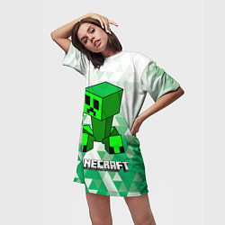 Футболка женская длинная Minecraft Creeper ползучий камикадзе, цвет: 3D-принт — фото 2