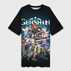 Футболка женская длинная GENSHIN IMPACT HEROES SPACE, цвет: 3D-принт