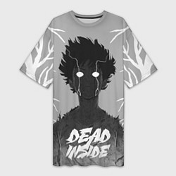 Футболка женская длинная DEAD INSIDE Mob psycho, цвет: 3D-принт