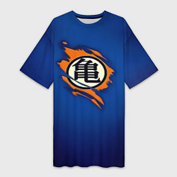 Футболка женская длинная Рваный логотип Гоку Dragon Ball, цвет: 3D-принт