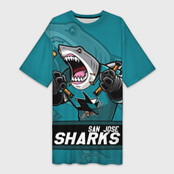 Женская длинная футболка San Jose Sharks, Сан Хосе Шаркс