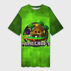Футболка женская длинная Minecraft Logo Green, цвет: 3D-принт