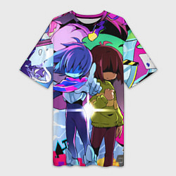 Футболка женская длинная Deltarune - Легенда о Руне Дельта, цвет: 3D-принт