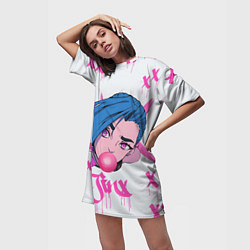 Футболка женская длинная Bubble-Gum Jinx, цвет: 3D-принт — фото 2