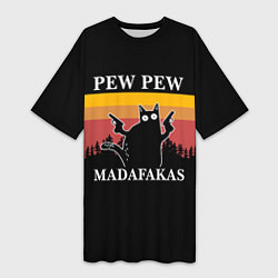 Футболка женская длинная Madafakas! PEW PEW, цвет: 3D-принт