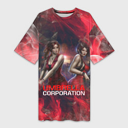 Футболка женская длинная UMBRELLA CORP АМБРЕЛЛА КОРП RESIDENT EVIL, цвет: 3D-принт