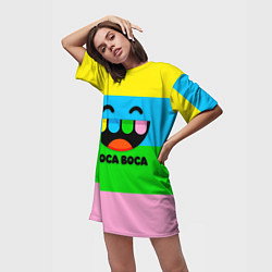 Футболка женская длинная Toca Boca Logo Тока Бока, цвет: 3D-принт — фото 2