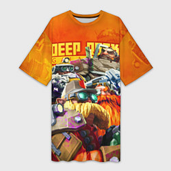 Футболка женская длинная Deep Rock Galactic герои, цвет: 3D-принт