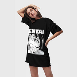 Футболка женская длинная HENTAI девочка ahegao, цвет: 3D-принт — фото 2