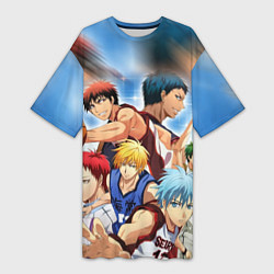 Футболка женская длинная KUROKO BASKETBALL КОМАНДА, цвет: 3D-принт