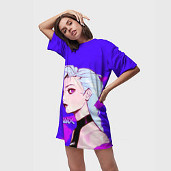 Футболка женская длинная League Of Legends Jinx неон, цвет: 3D-принт — фото 2