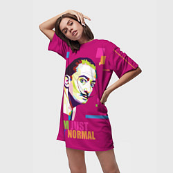 Футболка женская длинная Salvador Dali: I am just not normal, цвет: 3D-принт — фото 2
