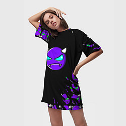 Футболка женская длинная Geometry Dash, цвет: 3D-принт — фото 2