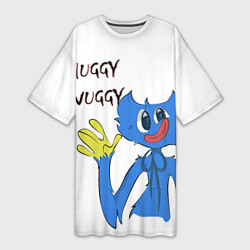 Футболка женская длинная Huggy Wuggy - Poppy Playtime Хагги Вагги, цвет: 3D-принт