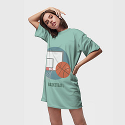 Футболка женская длинная Basketball Спорт, цвет: 3D-принт — фото 2