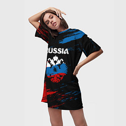 Футболка женская длинная Russia Герб в стиле, цвет: 3D-принт — фото 2