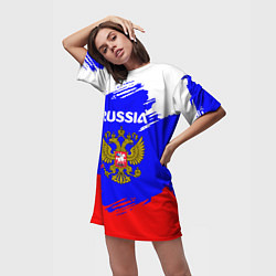 Футболка женская длинная Russia Геометрия, цвет: 3D-принт — фото 2