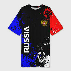 Футболка женская длинная Russia Брызги красок, цвет: 3D-принт