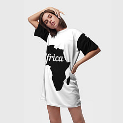 Футболка женская длинная Африка черно-белая двусторонняя, цвет: 3D-принт — фото 2
