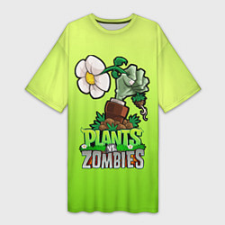 Футболка женская длинная Plants vs Zombies зомбо-рука, цвет: 3D-принт