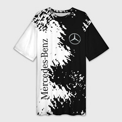 Футболка женская длинная Mercedes-Benz: Black & White, цвет: 3D-принт