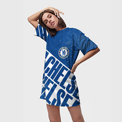 Футболка женская длинная Chelsea , Челси, цвет: 3D-принт — фото 2