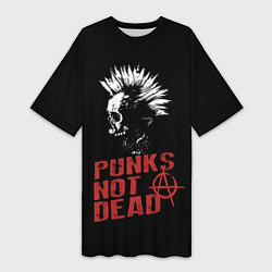 Футболка женская длинная Punks Not Dead, цвет: 3D-принт