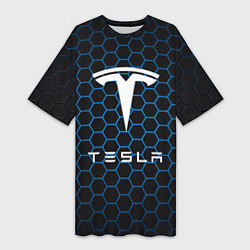 Футболка женская длинная Tesla Соты, цвет: 3D-принт
