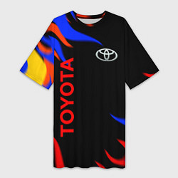 Футболка женская длинная Toyota Разноцветный огонь, цвет: 3D-принт