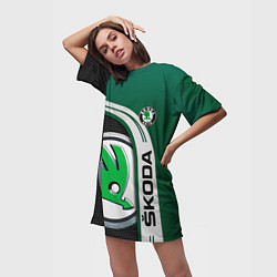 Футболка женская длинная SKODA AUTO ШКОДА АВТО, цвет: 3D-принт — фото 2